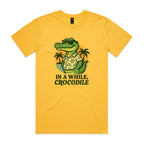In A While, Crocodile Men's AS Colour T-shirt Yellow Mens T-shirt animal Printed In Australia