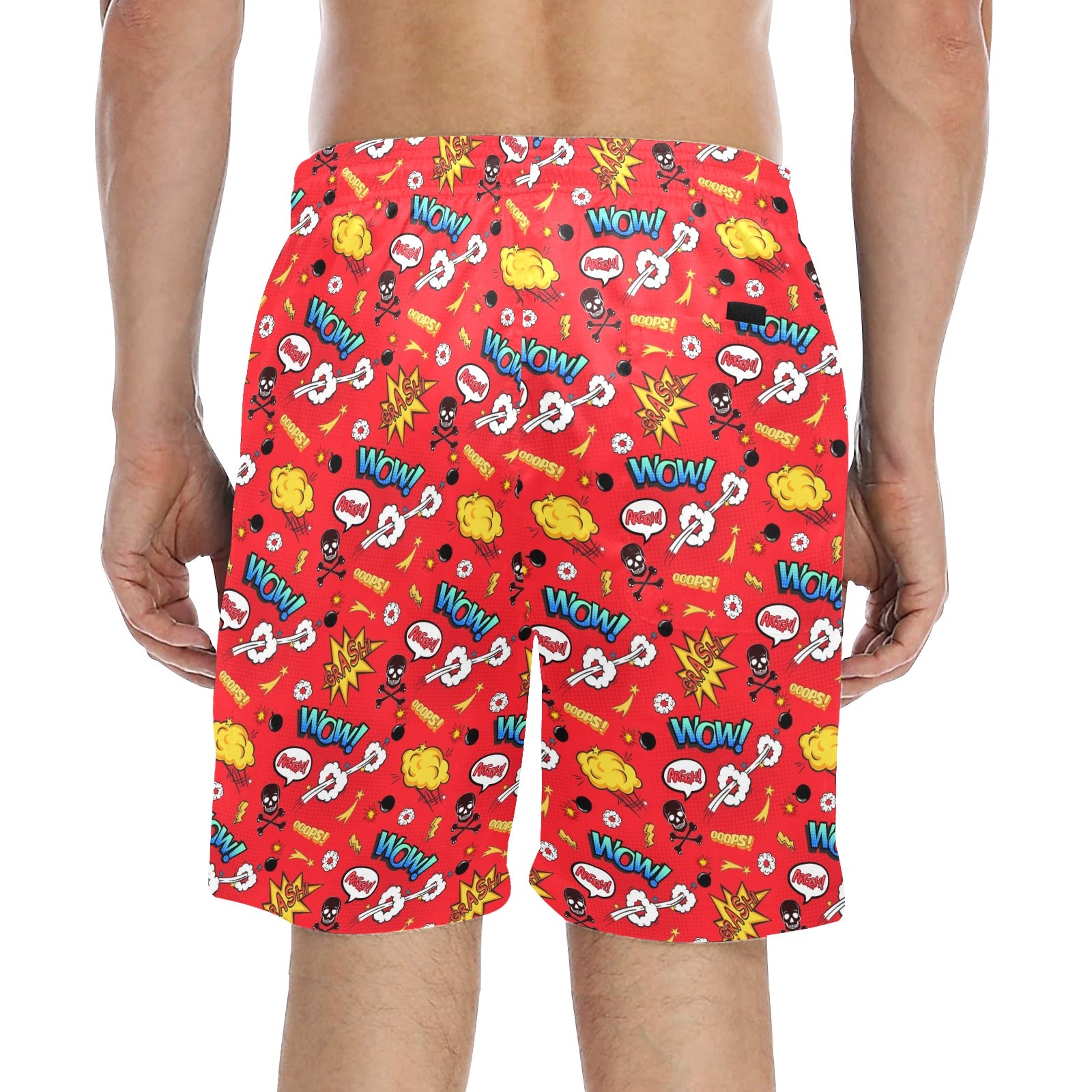 Comic Book Red - Men's Mid-Length Beach Shorts Men's Mid-Length Beach Shorts comic Printed Offshore