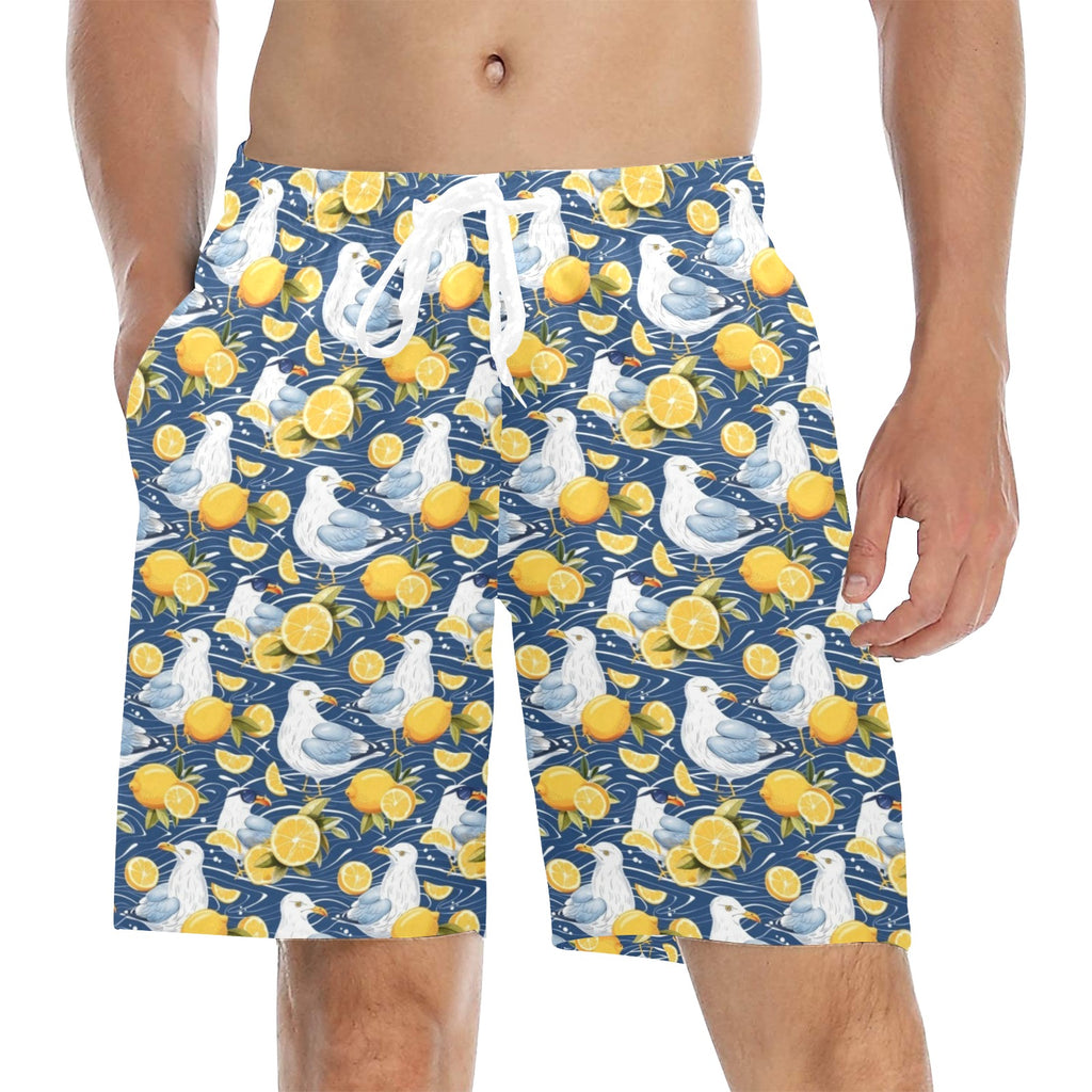 Lemon Seagull Men's Mid-Length Beach Shorts 5XL Men's Mid-Length Beach Shorts animal Printed Offshore