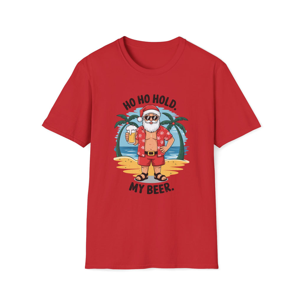 Summer Santa, Ho Ho Hold My Beer - Unisex Softstyle T-Shirt