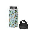 Parrots, Beautiful Colourful Birds Stainless Steel Water Bottle, Handle Lid White 12oz Stainless Steel Water Bottle With Handle Lid Birds Globally Fulfilled