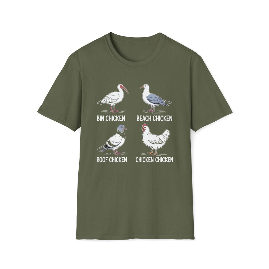 Bin Chicken Beach Chicken Chicken Types Unisex T-Shirt Military Green Unisex Adult T-shirt animal Birds Globally Fulfilled