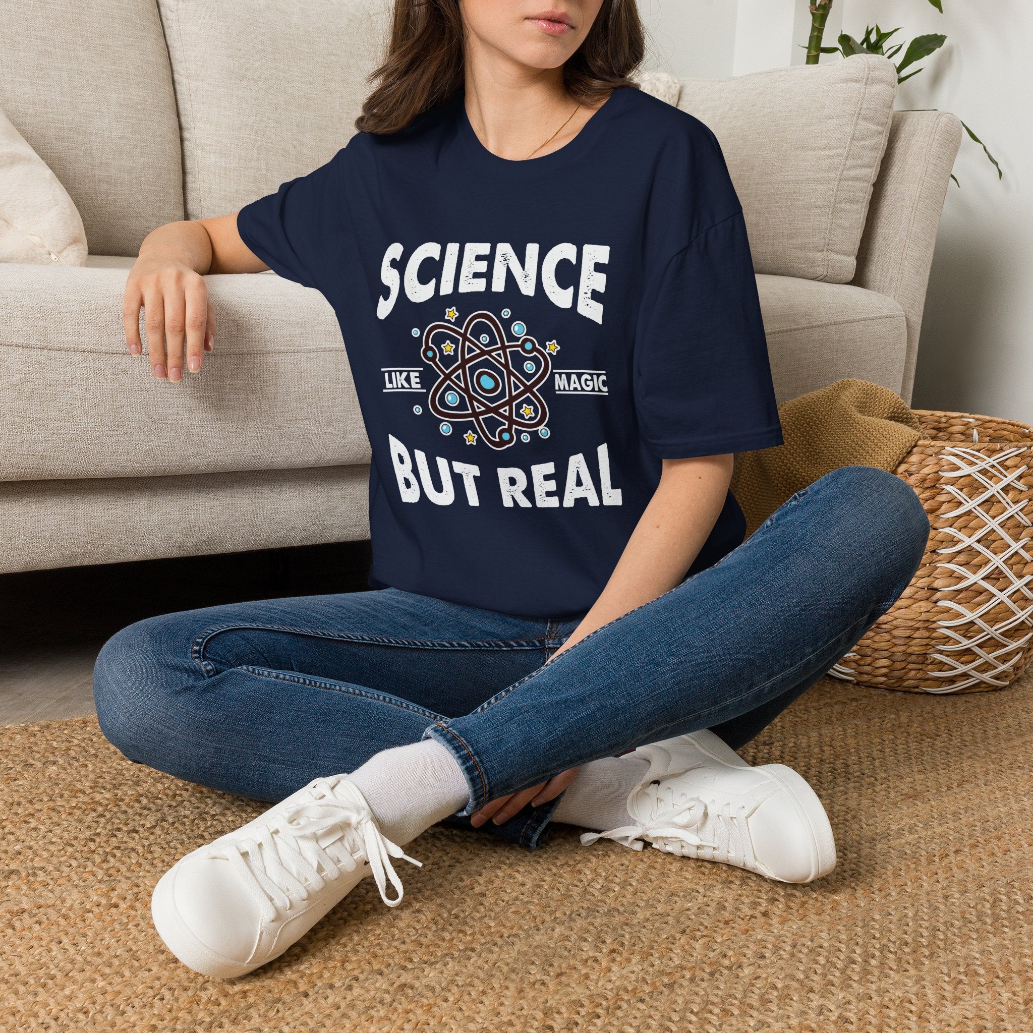 Science, Like Magic But Real Unisex T-Shirt Navy Unisex Adult T-shirt Globally Fulfilled Science