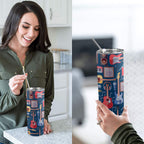 Music Instruments Blue - 20oz Tall Skinny Tumbler with Lid and Straw