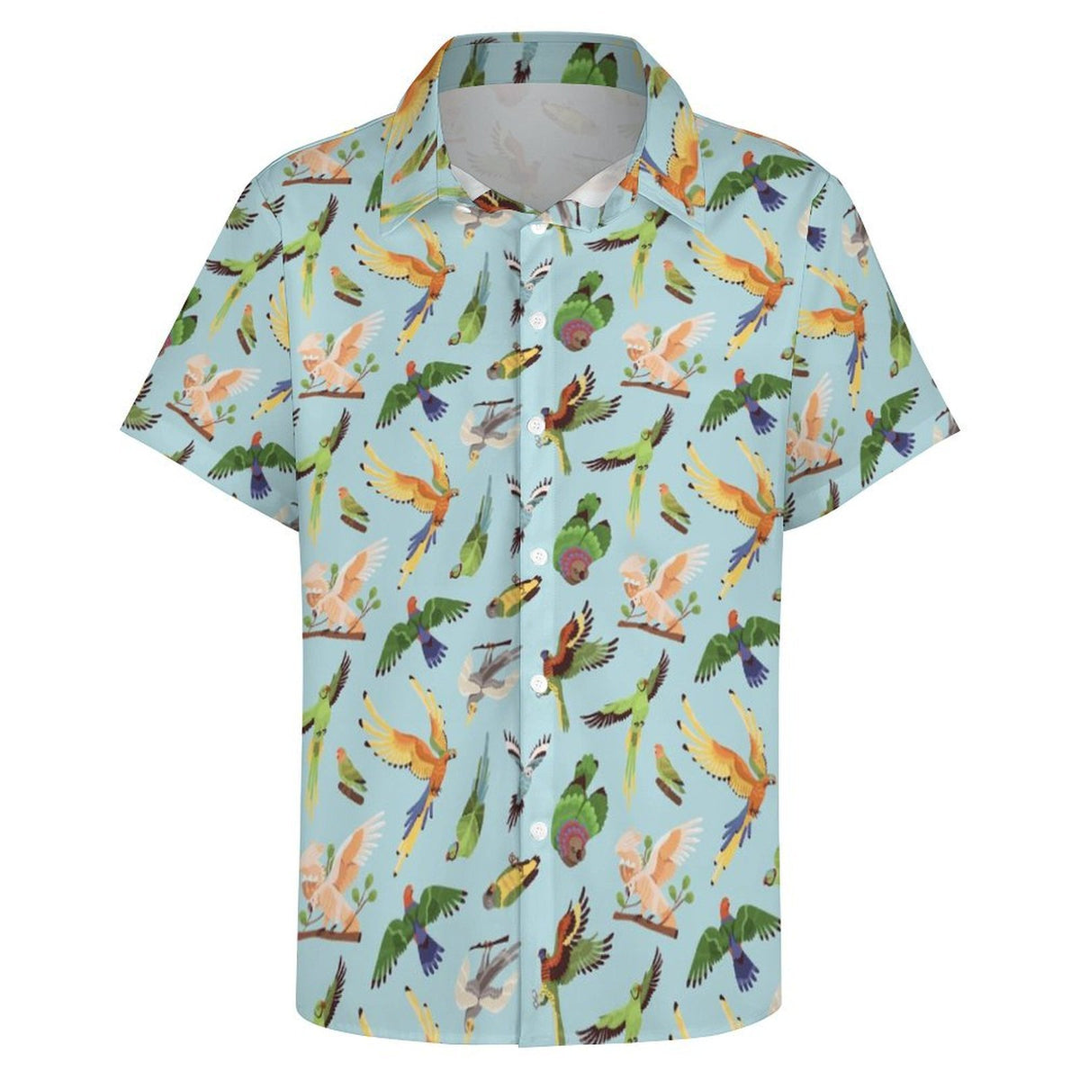Parrots Women's Collared Pocketless Short Sleeve Shirt