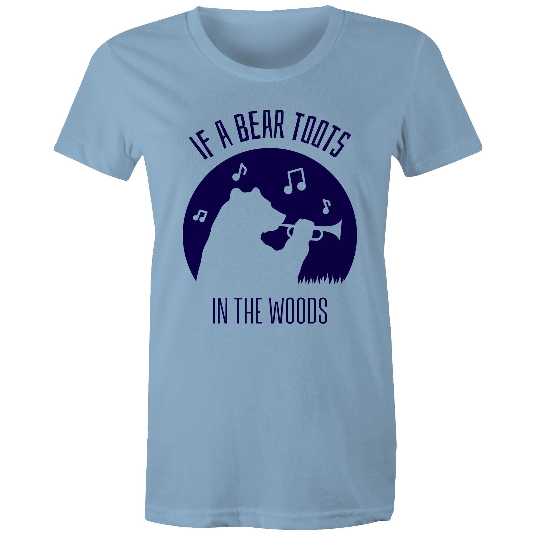 If A Bear Toots In The Woods, Trumpet Player - Womens T-shirt Carolina Blue Womens T-shirt animal Music Printed In Australia