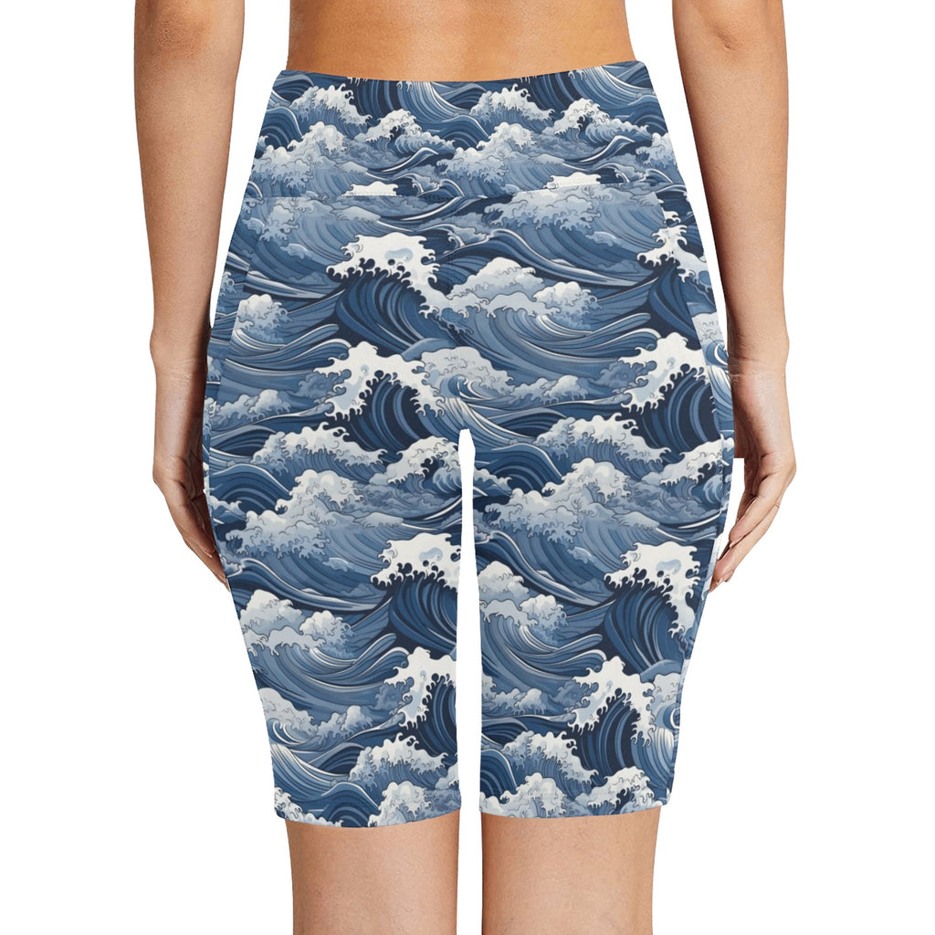 Japanese Waves Women's Bike Shorts With Side Pockets