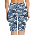 Japanese Waves Women's Bike Shorts With Side Pockets
