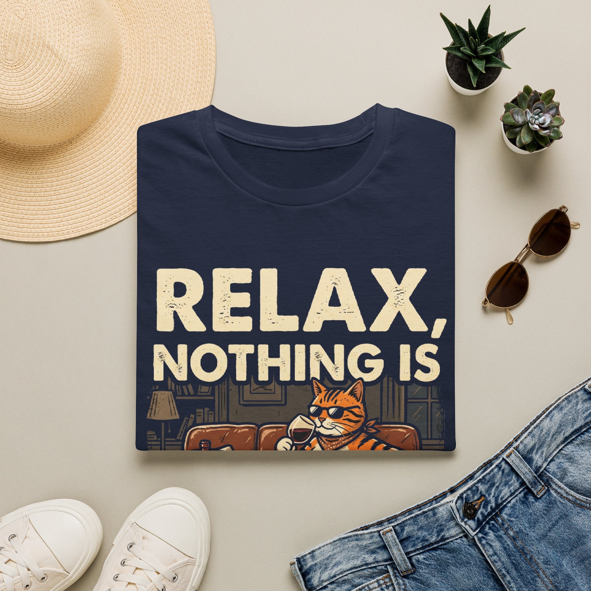 Relax Nothing Is Under Control Cat Unisex T-Shirt Unisex Adult T-shirt animal Globally Fulfilled