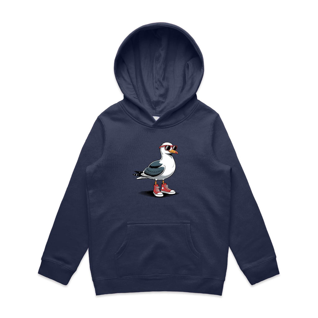 Seagull With Sunglasses And High Tops Kid's AS Colour Hoodie