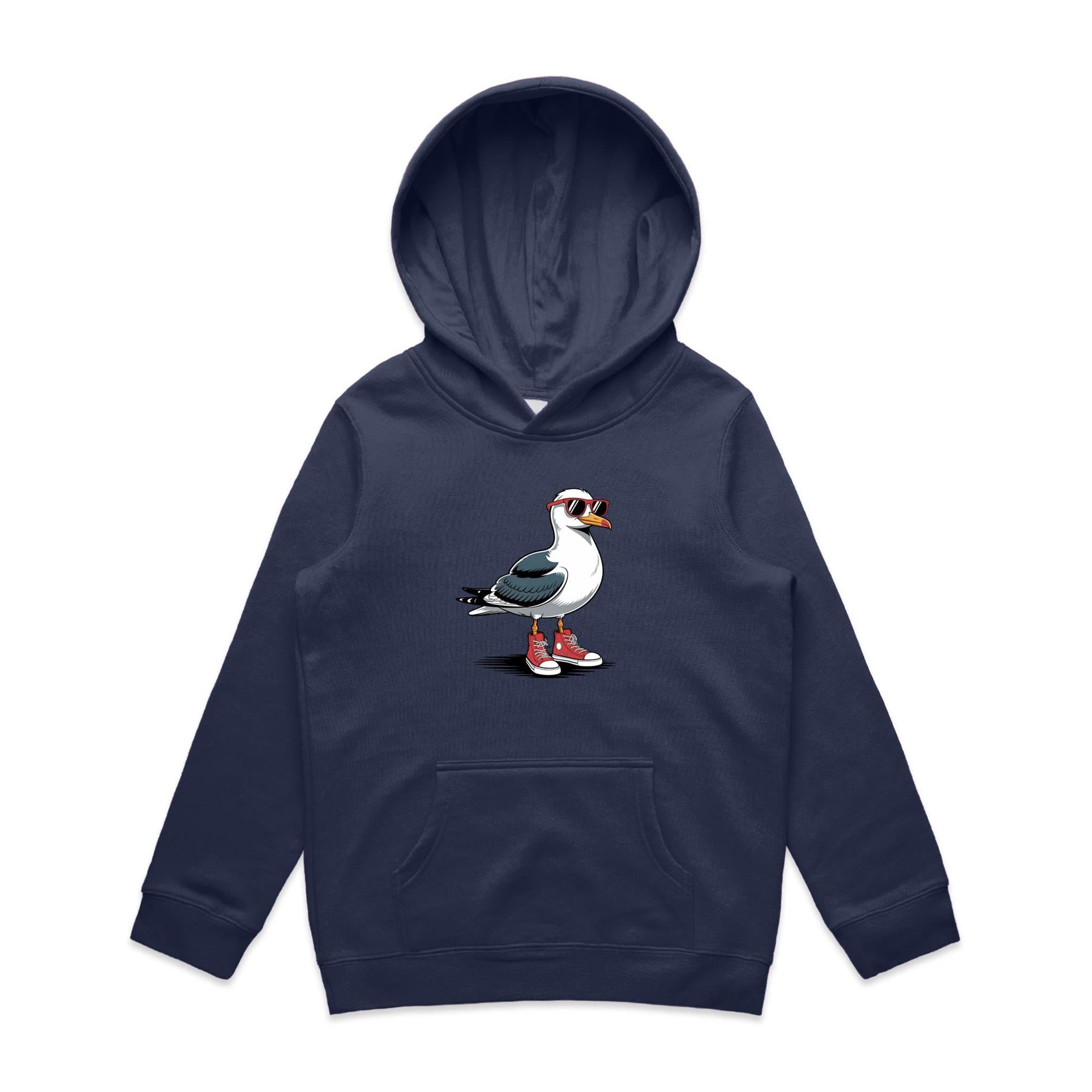 Seagull With Sunglasses And High Tops Kid's AS Colour Hoodie