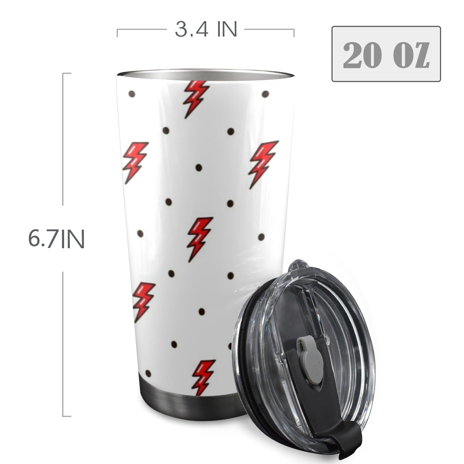 Red Lightning - 20oz Mobile Tumbler with Lid (Black Lock) 20oz Travel Mug comic Printed Offshore