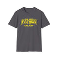 The Best Father In The Galaxy Unisex Softstyle T-shirt Charcoal Unisex Adult T-shirt Australian Printer Dad Space