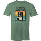 Shhh, My Coffee And I Are Having A Moment, Cat - Mens T-Shirt Sage Mens T-shirt animal Coffee Printed In Australia