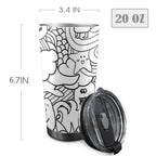 Black And White Creatures - 20oz Mobile Tumbler with Lid (Black Lock) 20oz Travel Mug Printed Offshore Sci Fi