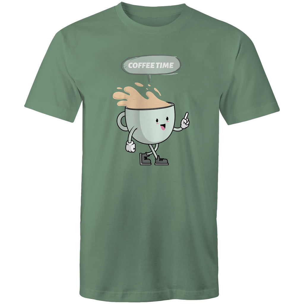 Coffee Time - Mens T-Shirt Sage Mens T-shirt Coffee Printed In Australia