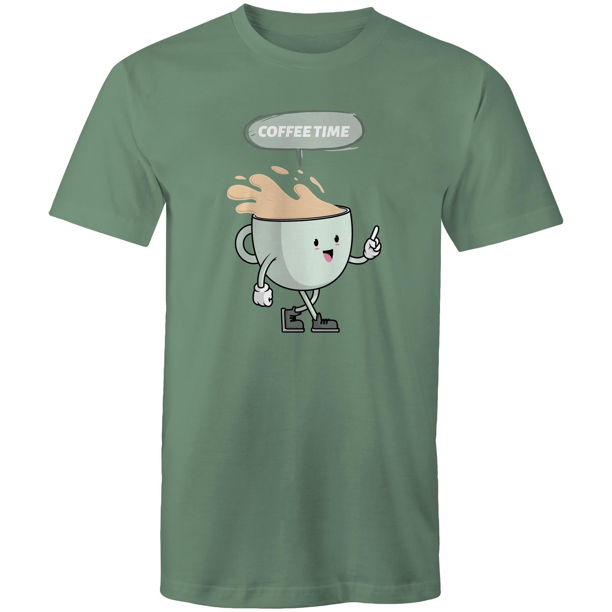 Coffee Time - Mens T-Shirt Sage Mens T-shirt Coffee Printed In Australia