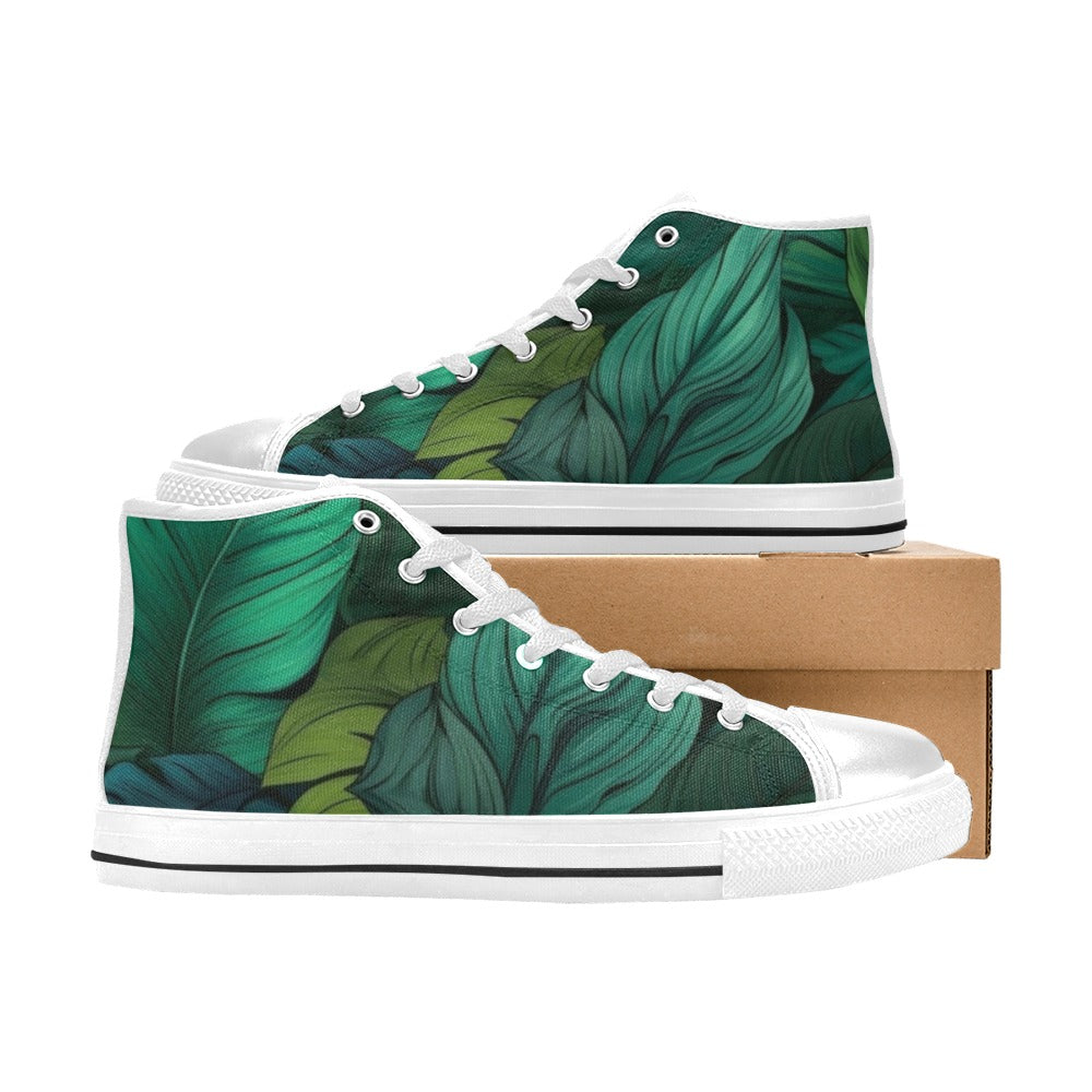Tropical Leaves - Women's High Top Canvas Shoes