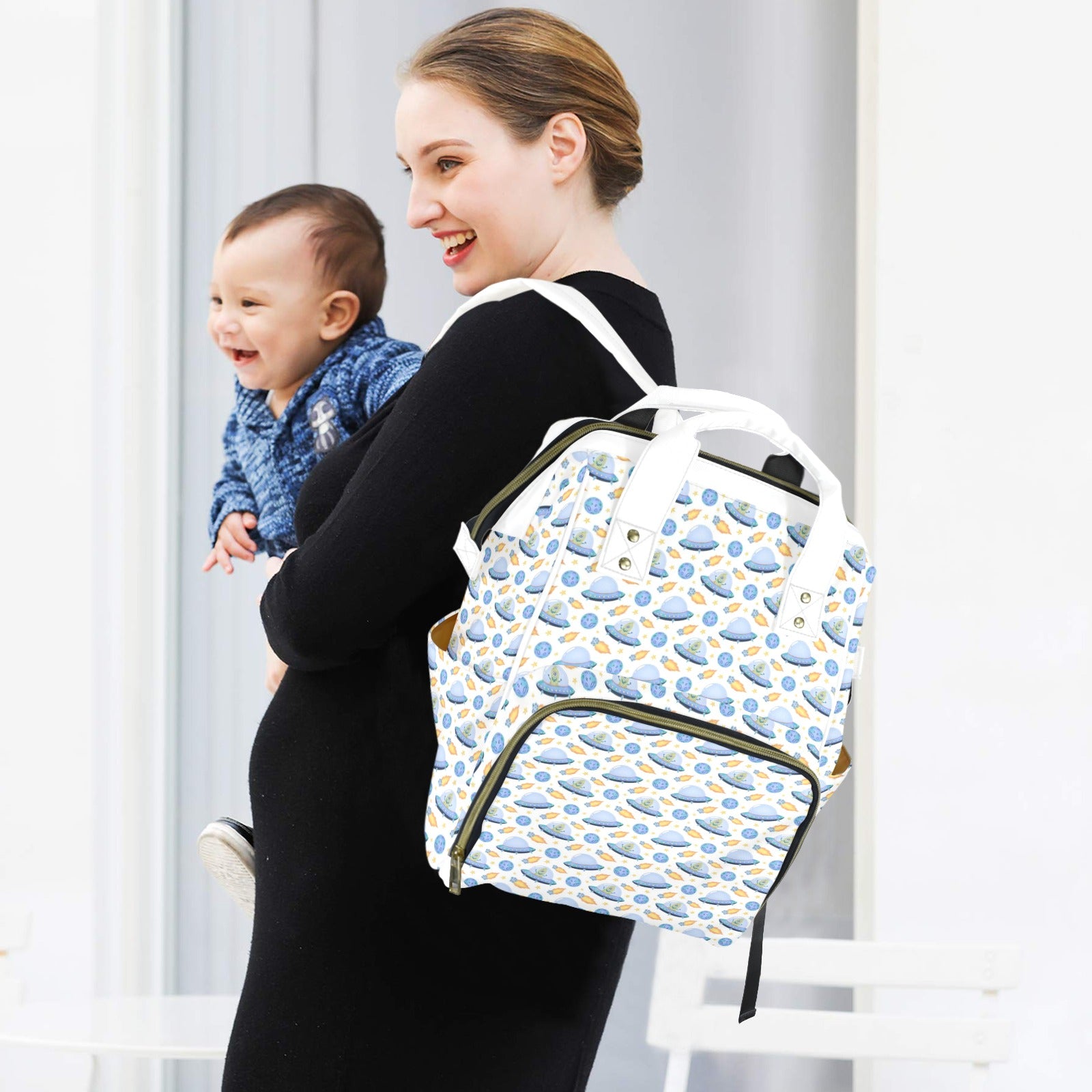 UFO's Multi-Function Backpack, Nappy / Diaper Bag Multi-function Backpack, Nappy / Diaper Bag Printed Offshore Sci Fi