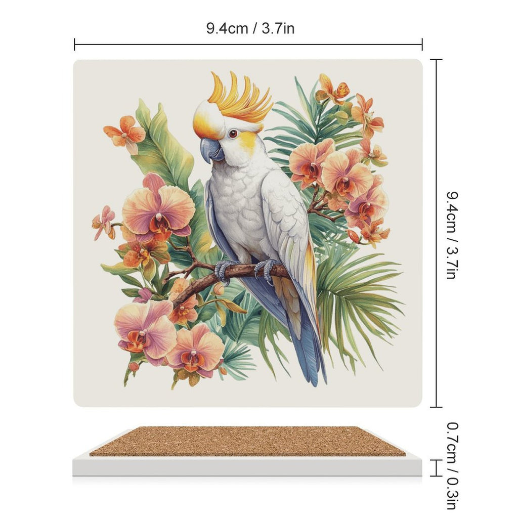 Cockatoo - Ceramic Coasters (Square) Ceramic Coasters animal Printed Offshore