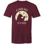 If A Bear Toots In The Woods, Trumpet Player - Mens T-Shirt Burgundy Mens T-shirt animal Music Printed In Australia