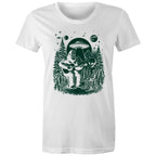 Alien And Bigfoot Play Guitar - Womens T-shirt White Womens T-shirt Music Printed In Australia Sci Fi