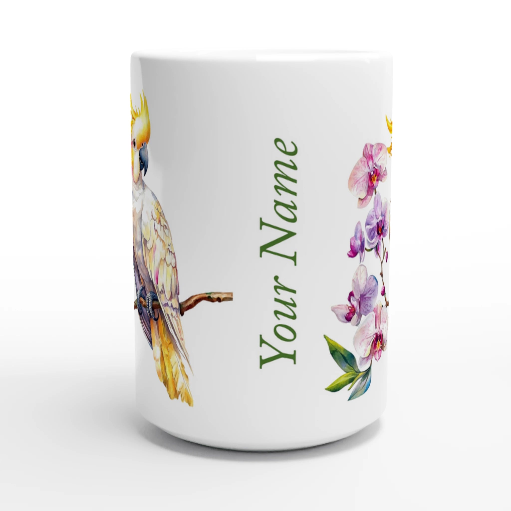 Personalise - Cockatoo, Australian Birds - White 15oz Ceramic Mug Personalised 15oz Mug animal Globally Fulfilled