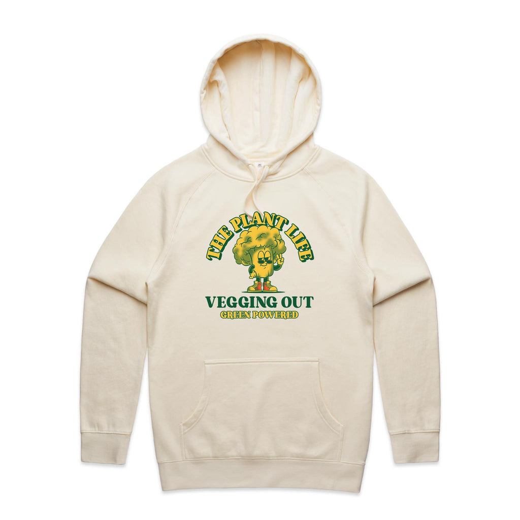 The Plant Life, Vegan - Mens Hoodie Ecru Mens Hoodie Printed In Australia