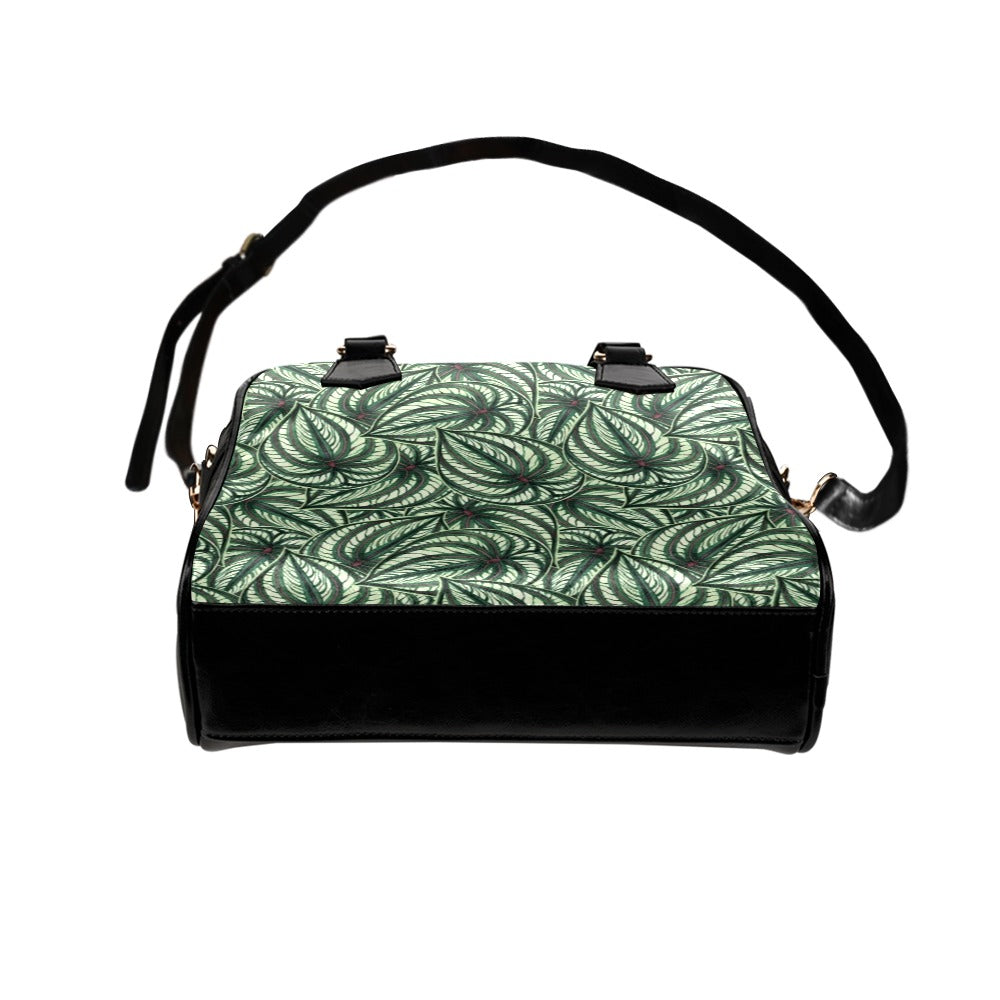 Stripy Leaves Shoulder Handbag