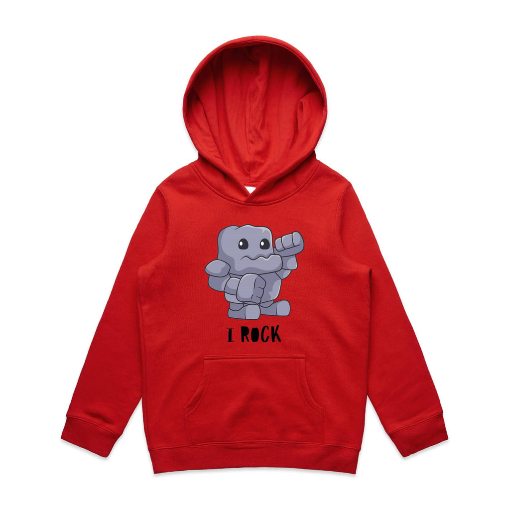 I Rock - Kids Hoodie Red Kids Hoodie Printed In Australia