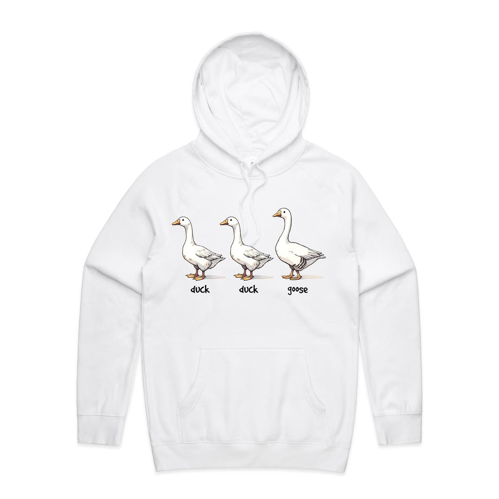 Duck Duck Goose - Mens Hoodie White Mens Hoodie animal Printed In Australia