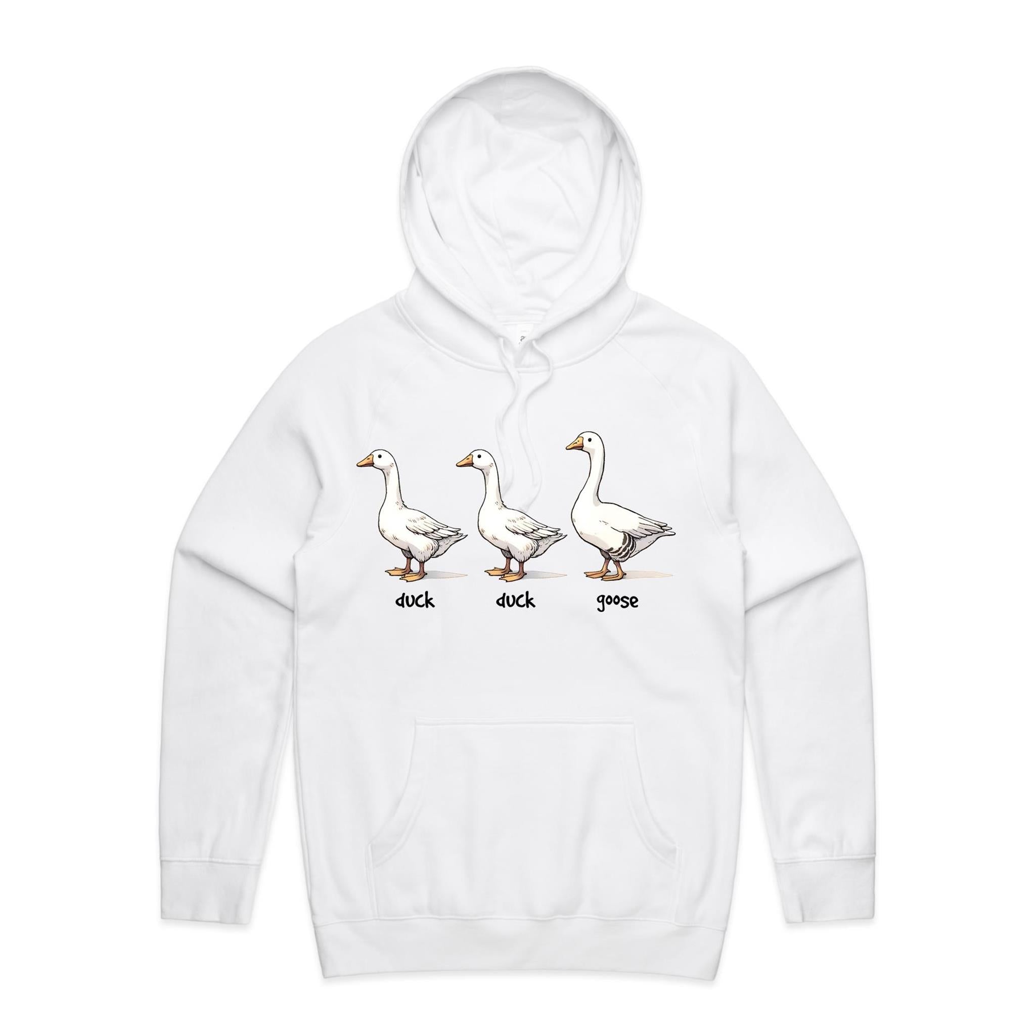 Duck Duck Goose - Mens Hoodie White Mens Hoodie animal Printed In Australia