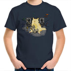 Cat Bass Player - Kids Youth T-Shirt Navy Kids Youth T-shirt animal Music Printed In Australia