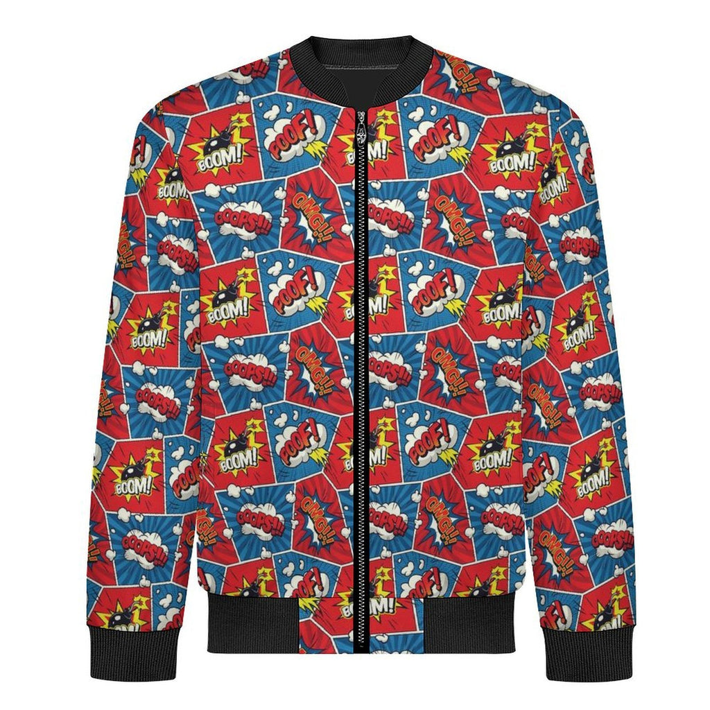 Comic Book Men's Casual Zip‑Up Bomber Jacket