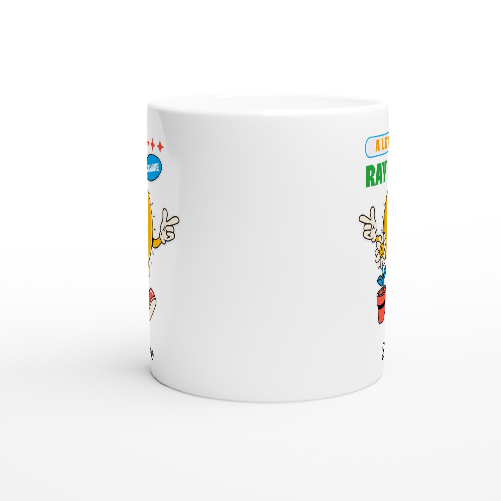 Personalise - A Little Ray Of Sunshine - White 11oz Ceramic Mug Personalised 11oz Mug customise Globally Fulfilled personalise Retro