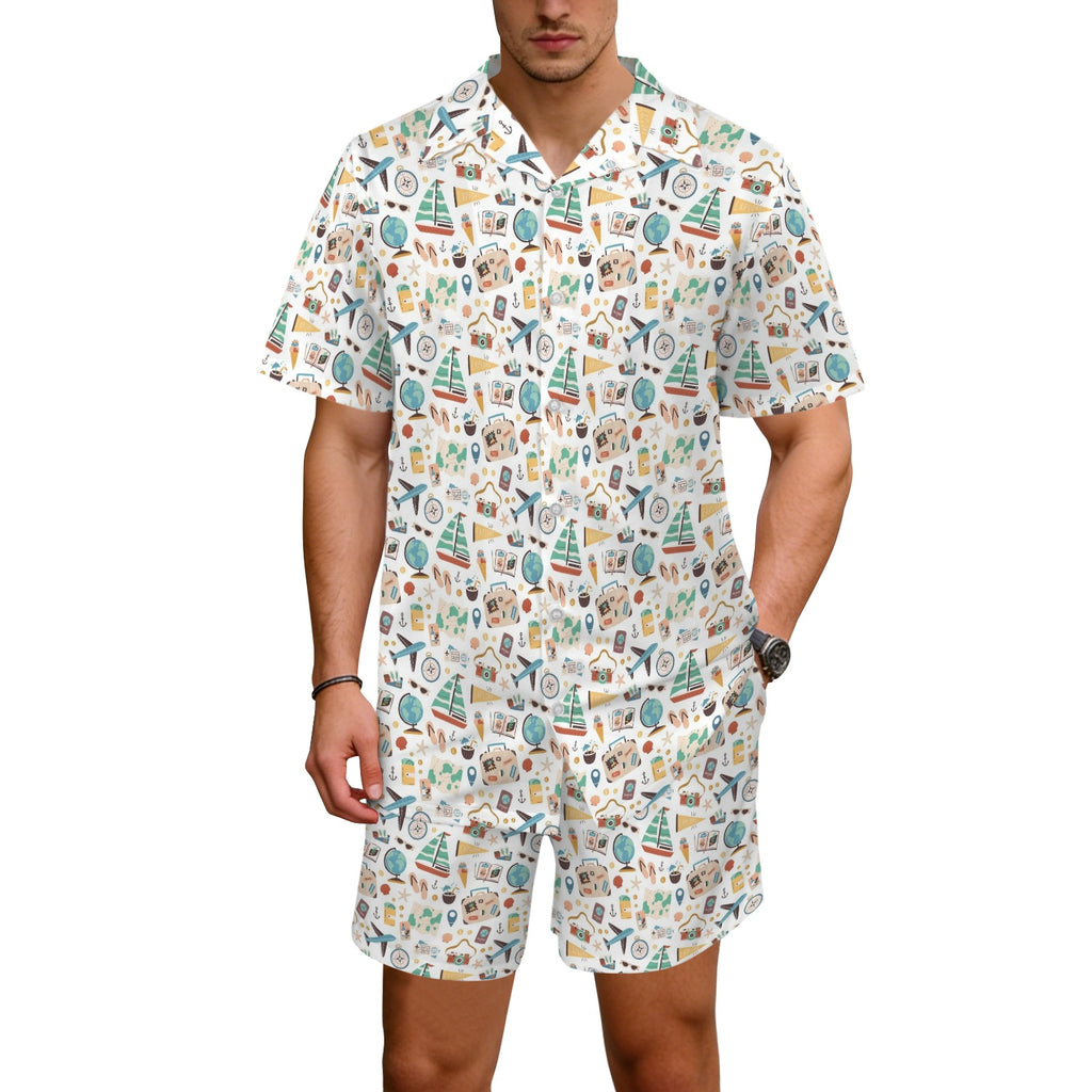 Travel And Explore Men's Hawaiian Shirt & Shorts Set Men's Hawaiian Shirt & Shorts Set Printed Offshore