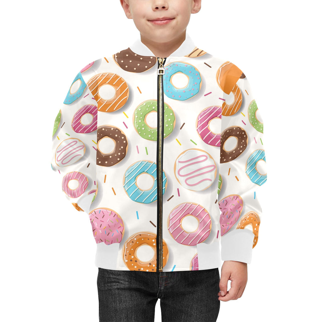 Colourful Donuts Kids Bomber Jacket Kids Bomber Jacket Food Printed Offshore