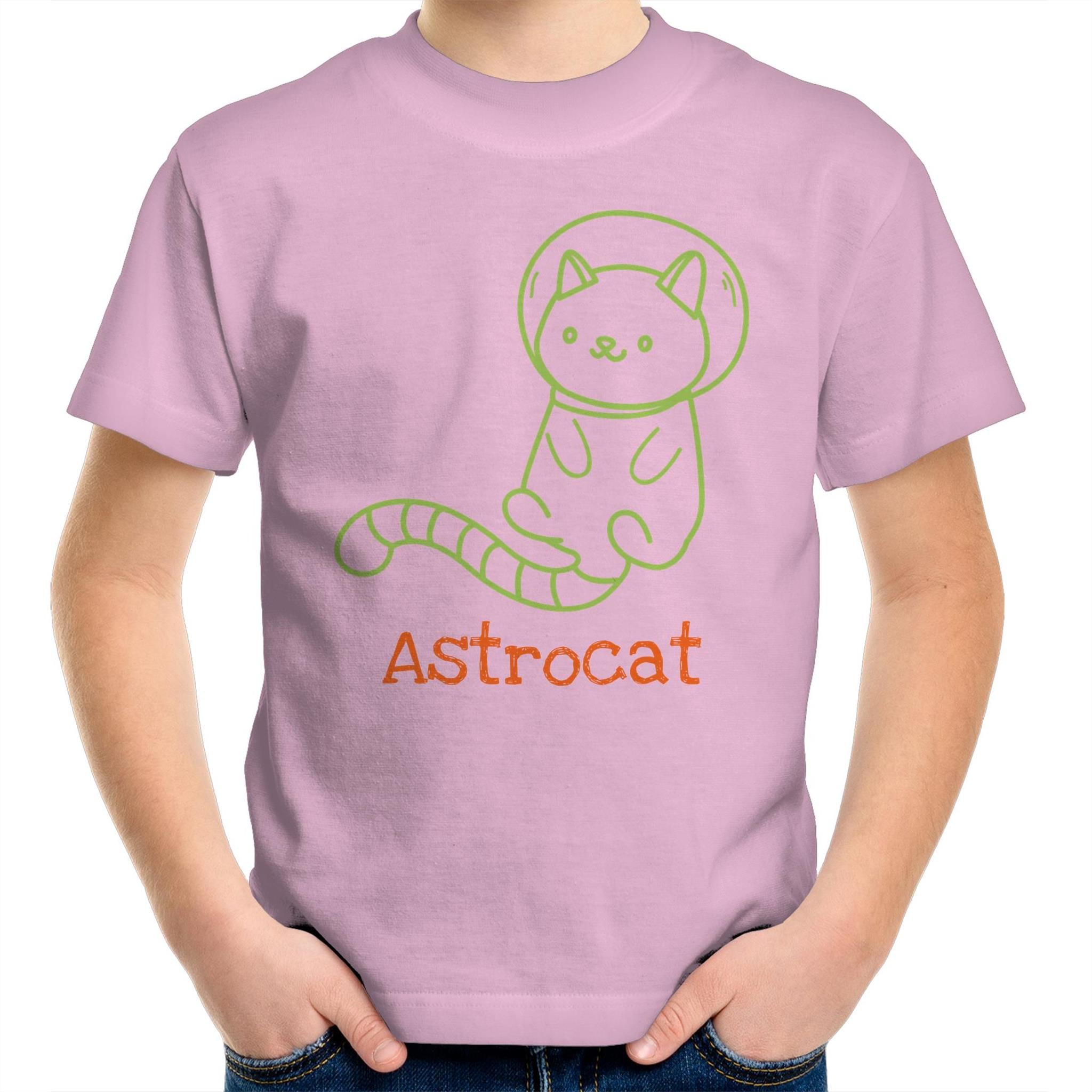 Astrocat, Cat Astronaut - Kids Youth T-Shirt Pink Kids Youth T-shirt animal Printed In Australia Space