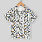 Monkey Astronaut Kids Youth Short Sleeve Button Up Shirt