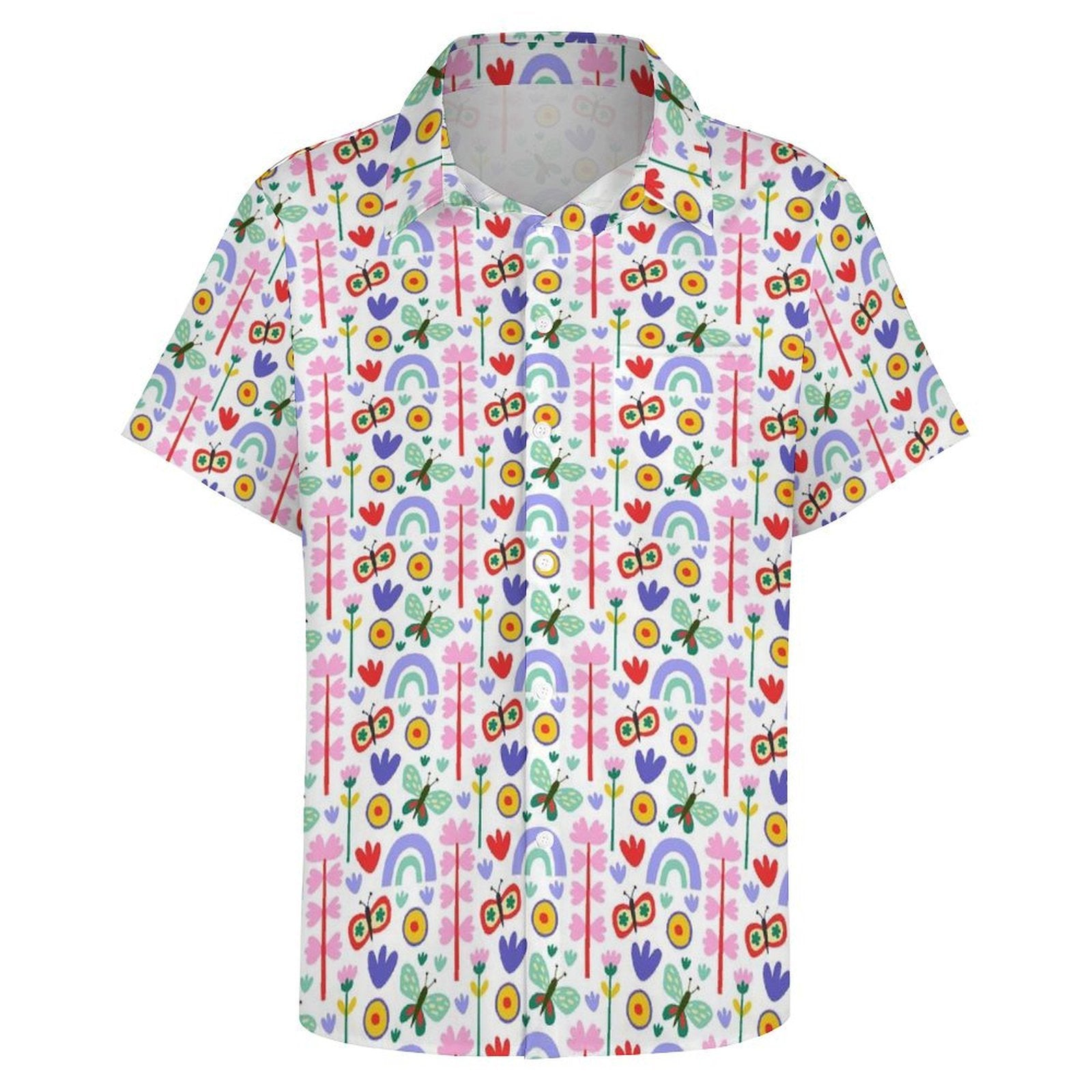 Rainbows And Butterflies - Women's Short-Sleeve Button Up Shirt
