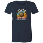Never Forget Pluto - Womens T-shirt Navy Womens T-shirt Printed In Australia Space