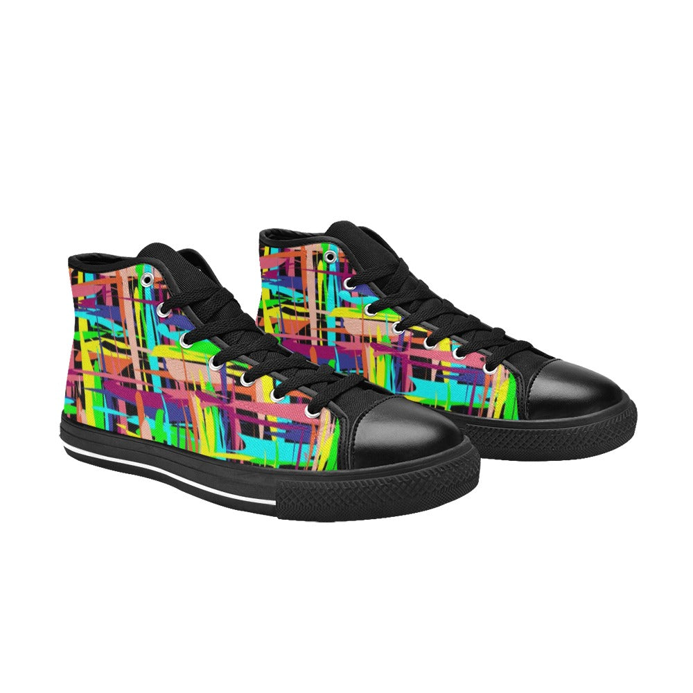 Painted Lines Kids High Top Canvas Shoes