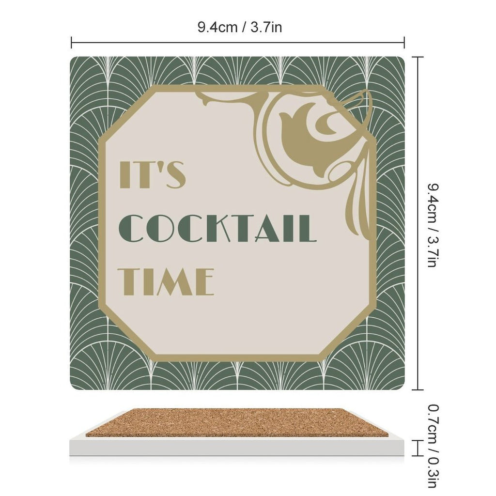 It's Cocktail Time - Ceramic Coasters (Square) Ceramic Coasters Printed Offshore