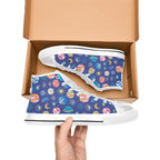 Planets On Blue Men's High Top Canvas Shoes Men's Classic High Top Canvas Shoes Printed Offshore Space
