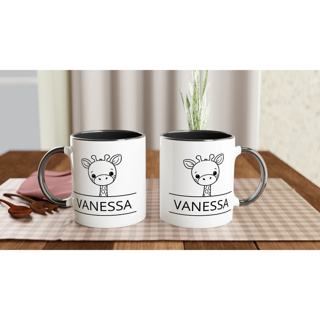 Personalise - Giraffe Name - 11oz Ceramic Mug Personalised 11oz Mug animal customise Globally Fulfilled Name personalise