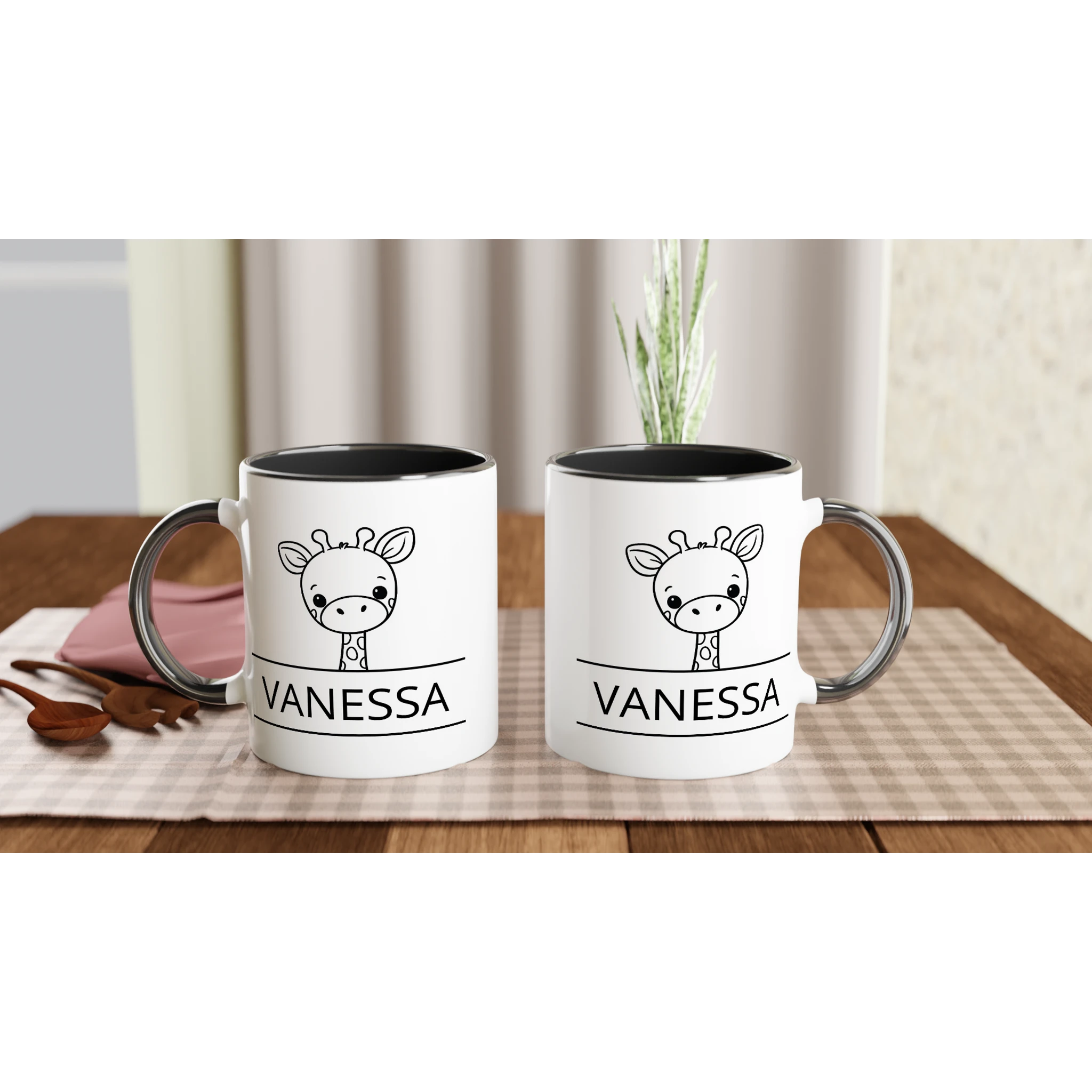 Personalise - Giraffe Name - 11oz Ceramic Mug Personalised 11oz Mug animal customise Globally Fulfilled Name personalise