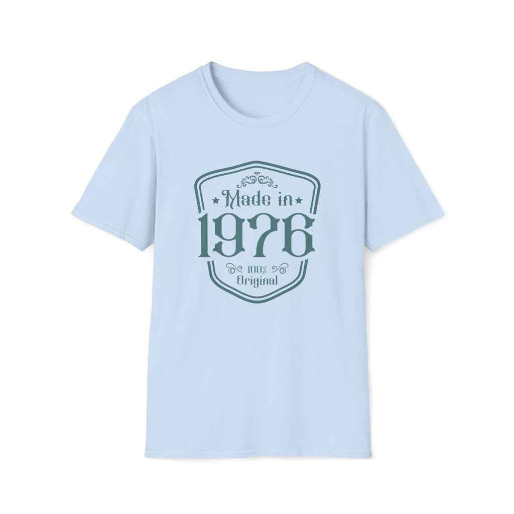 Turning 50, Made In 1976 Unisex Softstyle T-Shirt Light Blue Unisex Adult T-shirt Australian Printer Birthday