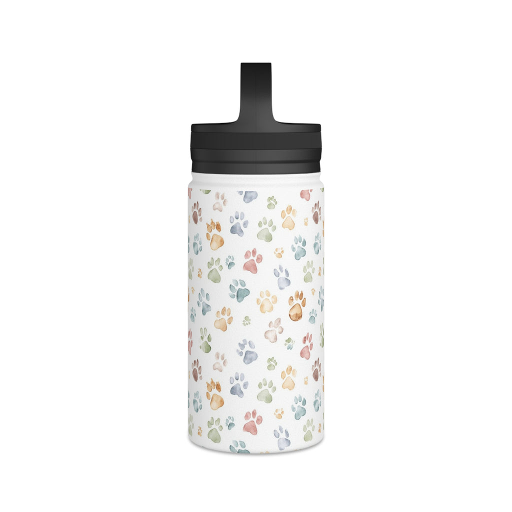 Paw Print Stainless Steel Water Bottle, Handle Lid Stainless Steel Water Bottle With Handle Lid animal Globally Fulfilled