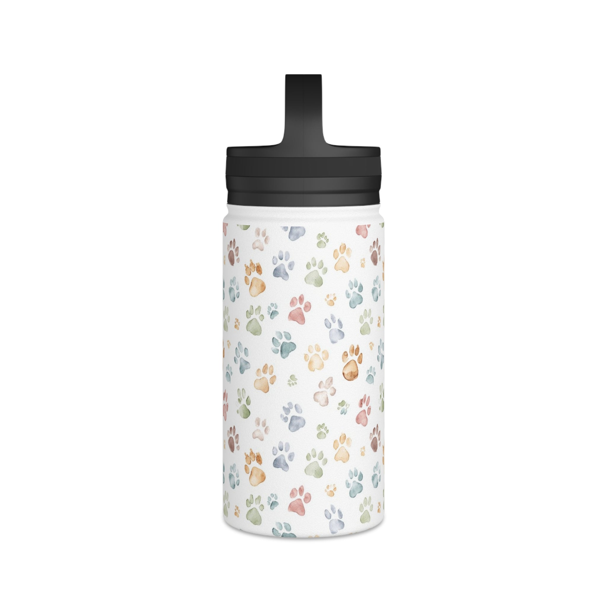 Paw Print Stainless Steel Water Bottle, Handle Lid Stainless Steel Water Bottle With Handle Lid animal Globally Fulfilled