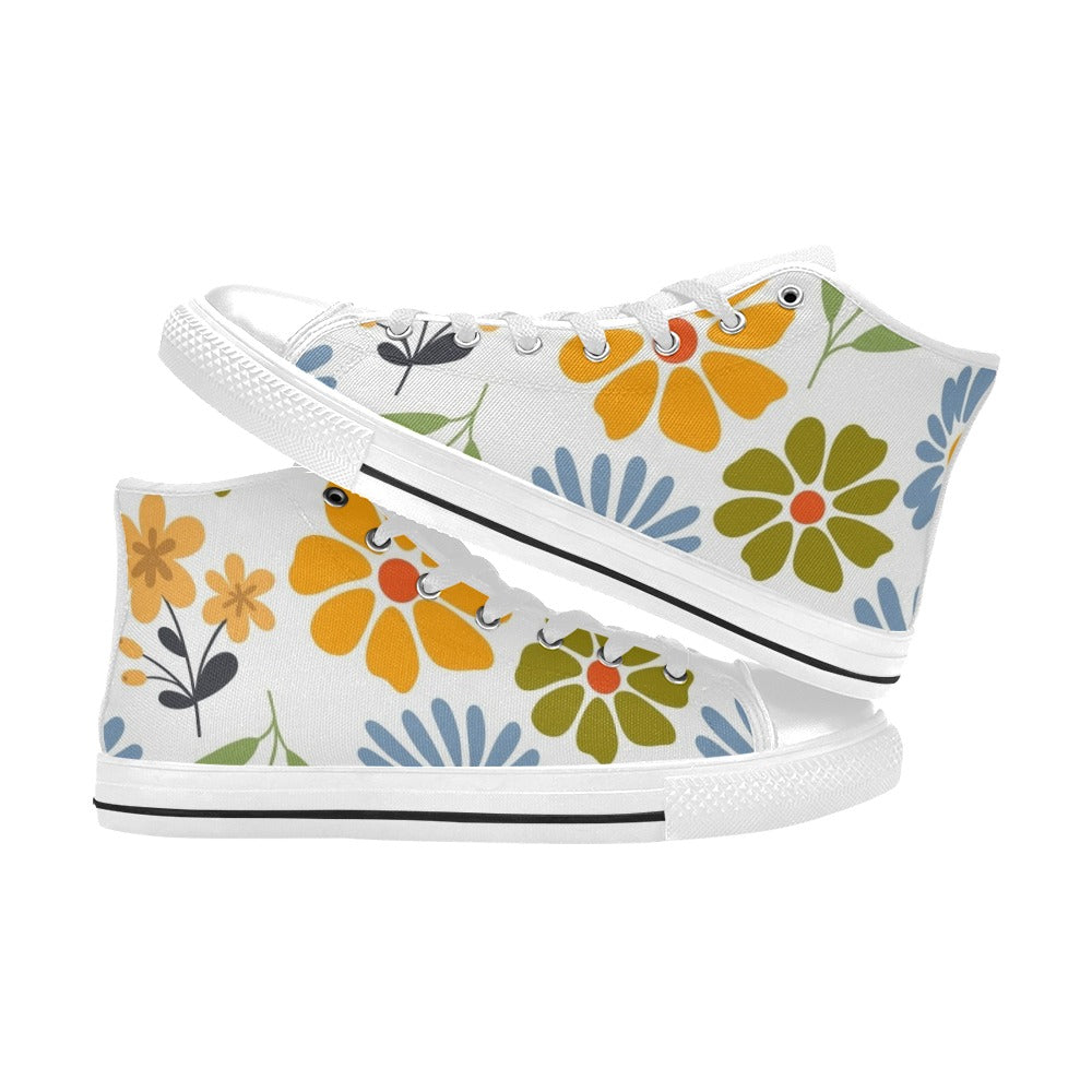 Vintage Boho Flowers Women's High Top Canvas Shoes Womens Classic High Top Shoes Plants Printed Offshore